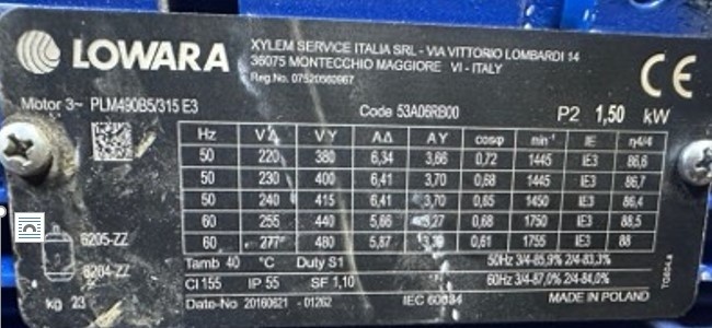 Sustitución del sello mecánico Lowara LNES 40-250/15A/P45RCS4