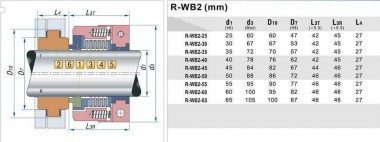Торцевое уплотнение PTFE сильфонное R-WB2R 60, SIC/SIC, PTFE, 304 — BTS Engineering