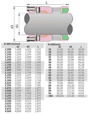 Mechanical seal for high temperature liquid R-609 2.3/4, SIC/SIC, GRAFOIL, AM350/316 &mdash; BTS Engineering