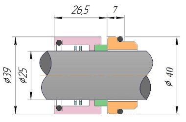 Торцевое уплотнение вала R-GEA 25, CAR/SIC, VITON, 304 — BTS Engineering