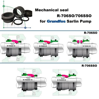 Ущільнення валу насосу Grundfos Sarlin R-706SSO 16, SIC/SIC/SIC/SIC, VITON — BTS Engineering