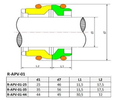 Joint d'arbre pour pompe APV R-APV-01 35, SIC/SIC, EPDM &mdash; BTS Engineering