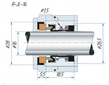 Торцевое механическое уплотнение R-JL 16, CAR/CER, EPDM, 304 — BTS Engineering
