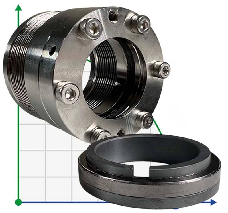 High temperature mechanical seal for pump Sulzer A R-650 35, SIC/SIC, GRAPHITE, AM350/316 фото 1 — BTS Engineering