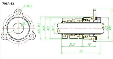 Уплотнение картриджного типа R-706A 16, SIC/SIC, VITON, 304 — BTS Engineering
