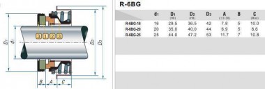 Ущільнення помпи R-6BG 16, SIC/SIC, NBR, 304 — BTS Engineering