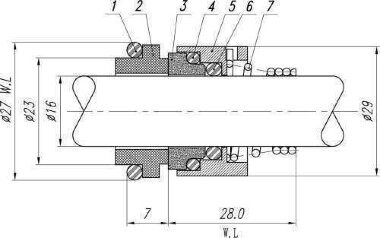 Уплотнение вала Lowara R-LW 16, CAR/SIC, VITON, 304 — BTS Engineering