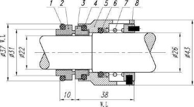 Gleitringdichtung Lowara R-LWR 22, CAR/SIC, EPDM, 304 — BTS Engineering