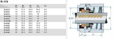 Торцевое уплотнение R-110 15, CAR/CER, VITON, 304 — BTS Engineering