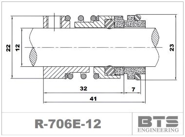 Торцеве механічне ущільнення R-706E 12, SIC/TC, EPDM, 304 — BTS Engineering