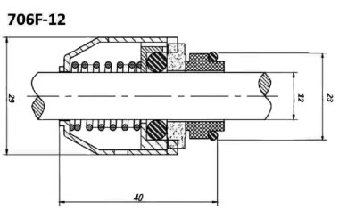 Garniture mécanique pour la pompe Grundfos R-706F 12, TC/TC, VITON, 316 — BTS Engineering