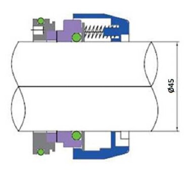 Sello mecánico para eje de bomba FLYGT R-FL.OU 45, TC/TC, VITON &mdash; BTS Engineering