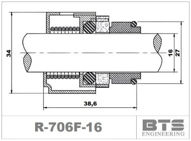 Sello mecánico para bomba Grundfos R-706F 16, TC/TC, VITON, 316 &mdash; BTS Engineering