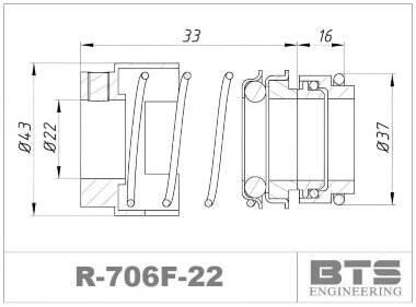 Sello mecánico para bombas Grundfos serie LM, LP R-706F 22, TC/TC, VITON, 316 &mdash; BTS Engineering