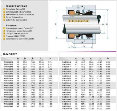Gleitringdichtung R-MG1S20 20, SIC/SIC, VITON, 304, FG — BTS Engineering
