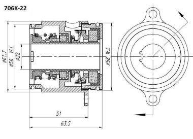 Картриджное уплотнение Grundfos R-706K 22, SIC/SIC/SIC/SIC, VITON, 304 — BTS Engineering