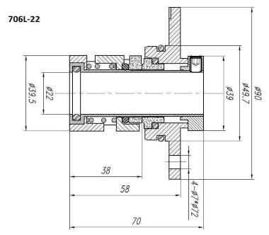 Уплотнение картриджного типа R-706L 12, SIC/SIC, VITON, 304 — BTS Engineering