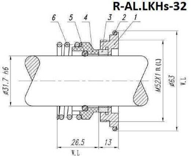 Garnitures mécaniques Alfa Laval R-AL.LKHs 32, SIC/SIC, VITON, 316 — BTS Engineering