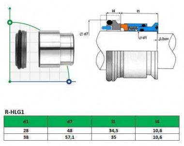 Sello mecánico Hilge R-HLG1 28, SIC/SIC, VITON, 304 — BTS Engineering