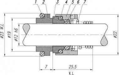 Уплотнение вала Lowara R-LW 16, CAR/SIC, EPDM, 304 — BTS Engineering
