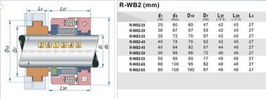 Mechanical PTFE bellows seal R-WB2R 60, SIC/SIC, PTFE, 304 type JOHN CRANE 10R, ANGA A11 &mdash; BTS Engineering