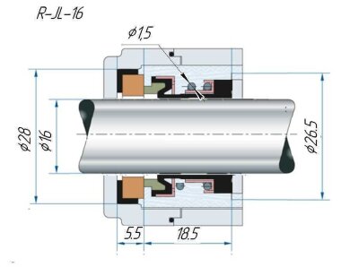 Sello mecánico de bomba en línea JL tipo R-JL 16, CAR/CER, EPDM, 304 &mdash; BTS Engineering