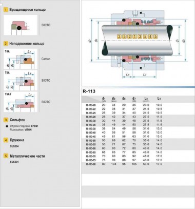 Einzelenddichtung R-113 28, SIC/SIC, VITON, 304 — BTS Engineering